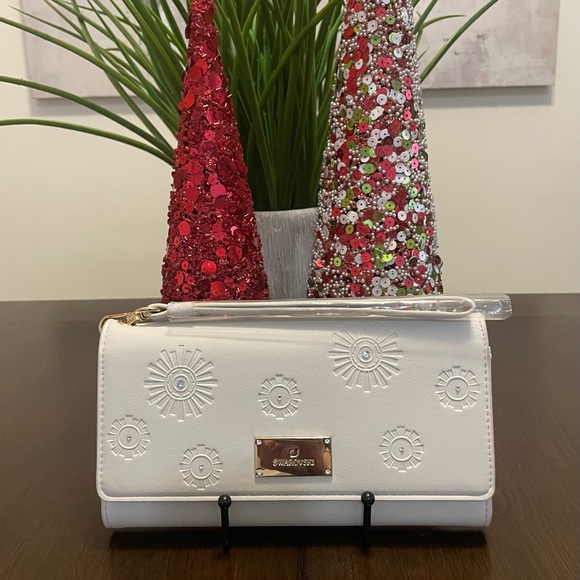 Swarovski Handbags - Swarovski Travel Wallet w/Wristlet Strap Winter White